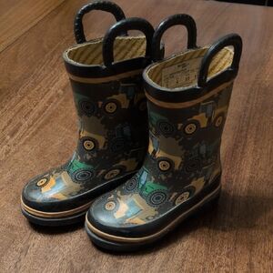 Kids Tractor Print Rain Boots